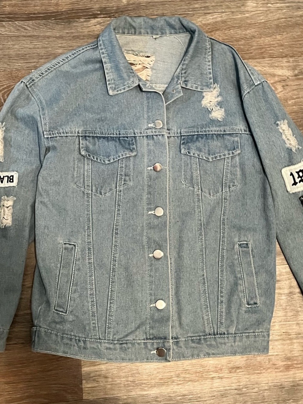 Distressed Denim Jacket “Where Is My Mind” Graphic Back Patch NYC Streetwear